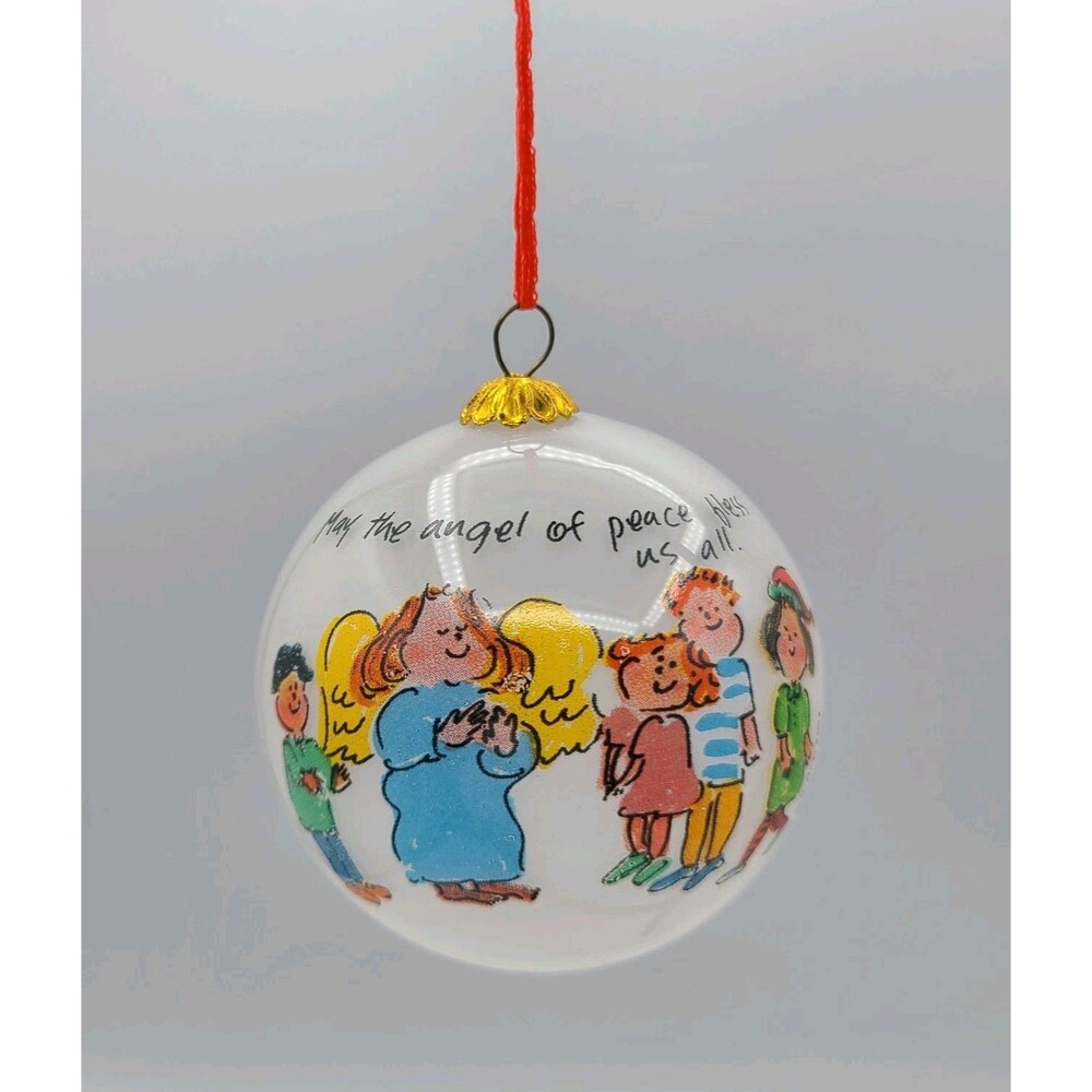 Sally Huss 2003 Glass Ornament “May The Angel Of Peace Bless Us All” Christmas